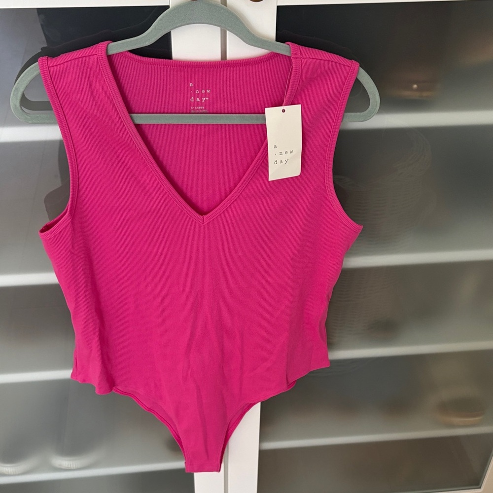 A New Day Fuchsia V-Neck Bodysuit